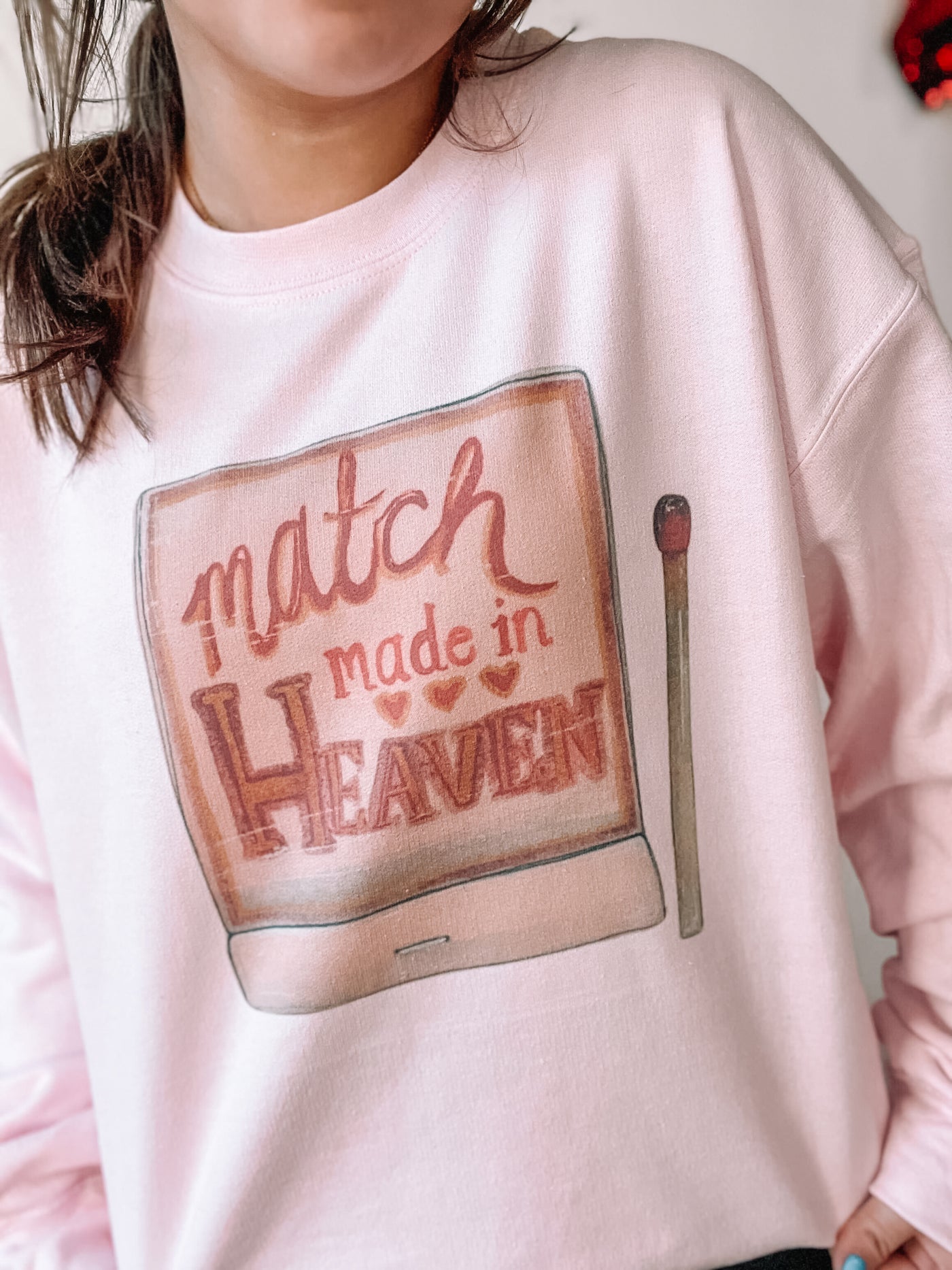 Match Made In Heaven Graphic Sweatshirt-135 - DEMAND GRAPHIC-LEATHER & LACE-[option4]-[option5]-[option6]-Leather & Lace Boutique Shop