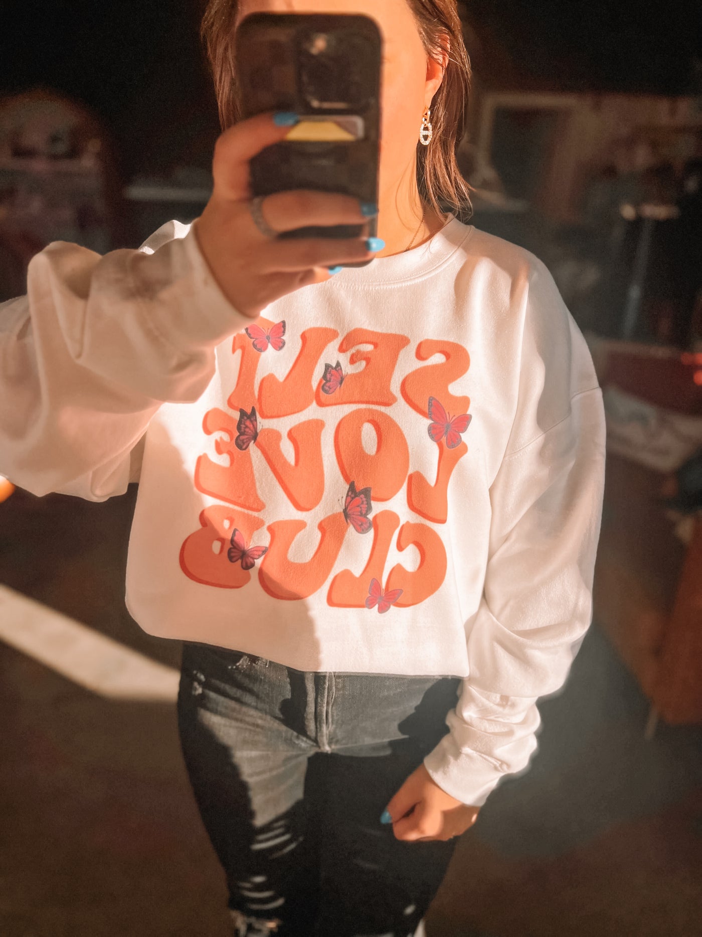 Self Love Club Graphic Sweatshirt-135 - DEMAND GRAPHIC-LEATHER & LACE-[option4]-[option5]-[option6]-Leather & Lace Boutique Shop