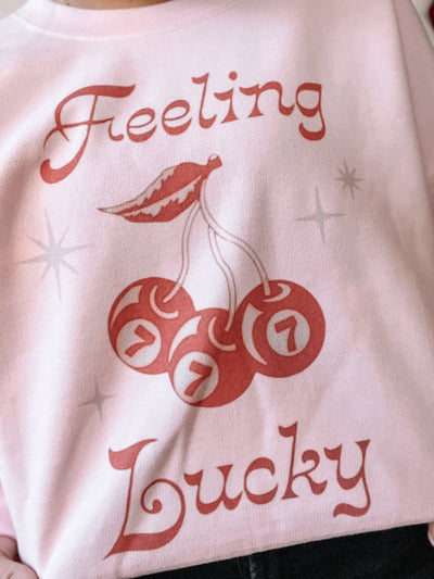 Feeling Lucky Graphic Sweatshirt-135 - DEMAND GRAPHIC-LEATHER & LACE-[option4]-[option5]-[option6]-Leather & Lace Boutique Shop