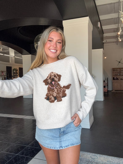 Vintage Dog Knit Crewneck-130 - TOPS - SWEATERS/SWEATSHIRTS-DEBUT-[option4]-[option5]-[option6]-Leather & Lace Boutique Shop
