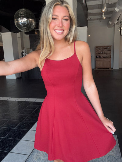 Arabella Classic Mini Dress- Red-170 - DRESSES-BLU PEPPER-[option4]-[option5]-[option6]-Leather & Lace Boutique Shop