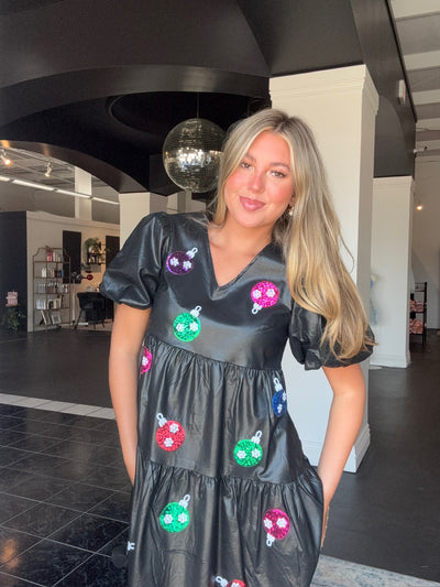 Black Sequin Ornament Dress-170 - DRESSES-PEACH LOVE-[option4]-[option5]-[option6]-Leather & Lace Boutique Shop