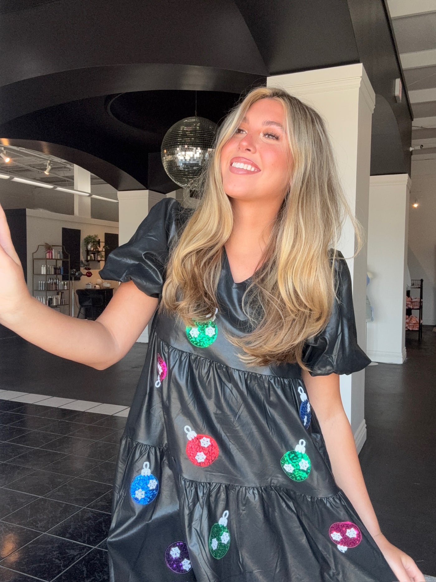 Black Sequin Ornament Dress-170 - DRESSES-PEACH LOVE-[option4]-[option5]-[option6]-Leather & Lace Boutique Shop