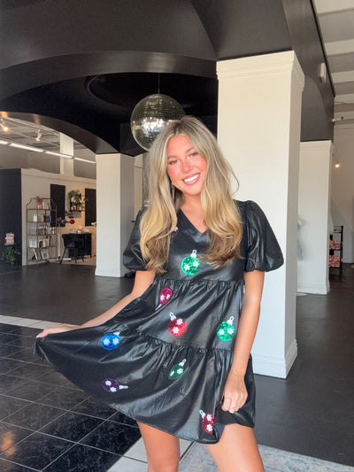 Black Sequin Ornament Dress-170 - DRESSES-PEACH LOVE-[option4]-[option5]-[option6]-Leather & Lace Boutique Shop