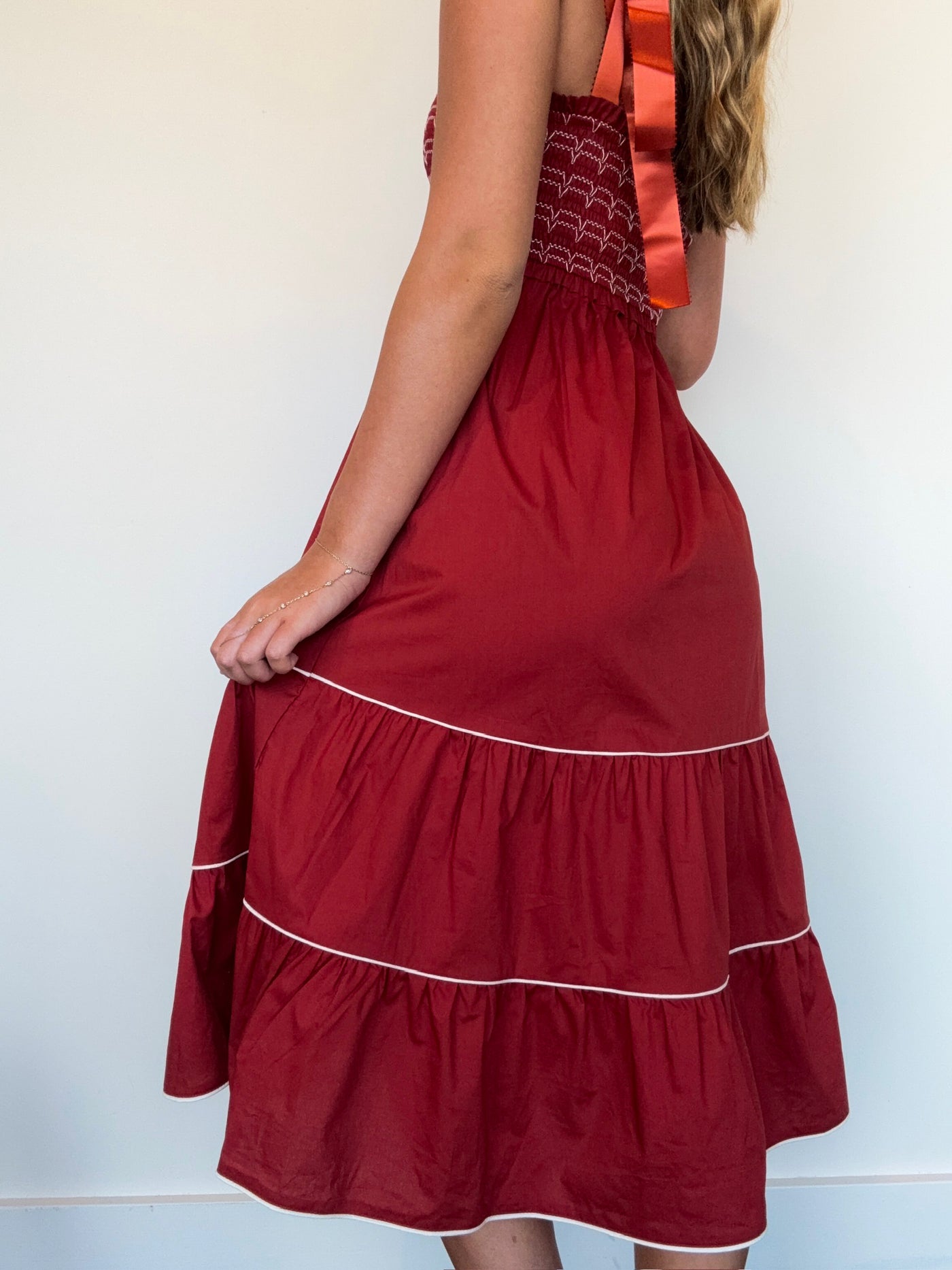 Poplin Smocked Midi Dress-170 - DRESSES-FANTASTIC FAWN-[option4]-[option5]-[option6]-Leather & Lace Boutique Shop