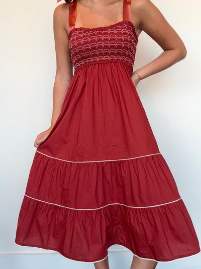 Poplin Smocked Midi Dress-170 - DRESSES-FANTASTIC FAWN-[option4]-[option5]-[option6]-Leather & Lace Boutique Shop