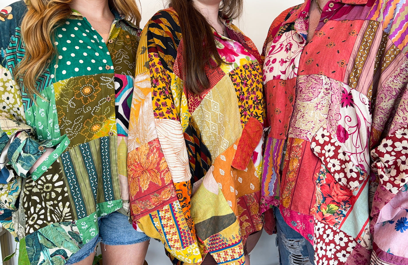 Patchwork Sunrise Top-110 - TOPS - LONG SLEEVE-JADED GYPSY-[option4]-[option5]-[option6]-Leather & Lace Boutique Shop