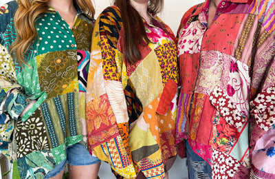 Patchwork Sunrise Top-110 - TOPS - LONG SLEEVE-JADED GYPSY-[option4]-[option5]-[option6]-Leather & Lace Boutique Shop