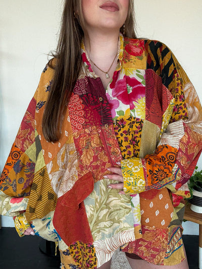 Patchwork Sunrise Top-110 - TOPS - LONG SLEEVE-JADED GYPSY-[option4]-[option5]-[option6]-Leather & Lace Boutique Shop
