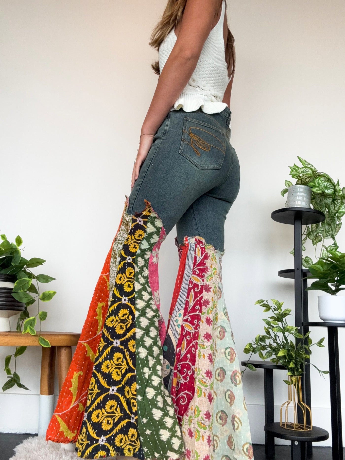 Got You Covered Kantha Jeans-150 - BOTTOMS - DENIM-JADED GYPSY-[option4]-[option5]-[option6]-Leather & Lace Boutique Shop