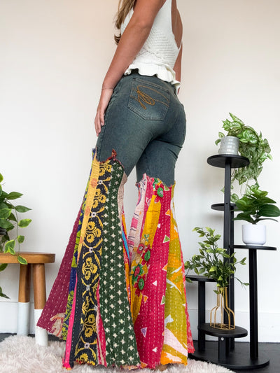 Got You Covered Kantha Jeans-150 - BOTTOMS - DENIM-JADED GYPSY-[option4]-[option5]-[option6]-Leather & Lace Boutique Shop