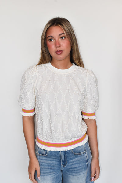 Jenna Diamond Textured Blouse-100 - TOPS - SHORT SLEEVE/SLEEVELESS-VOY-[option4]-[option5]-[option6]-Leather & Lace Boutique Shop