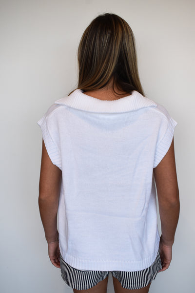 America Sleeveless Half-Zip Sweater Top-130 - TOPS - SWEATERS/SWEATSHIRTS-MUSTARD SEED-[option4]-[option5]-[option6]-Leather & Lace Boutique Shop