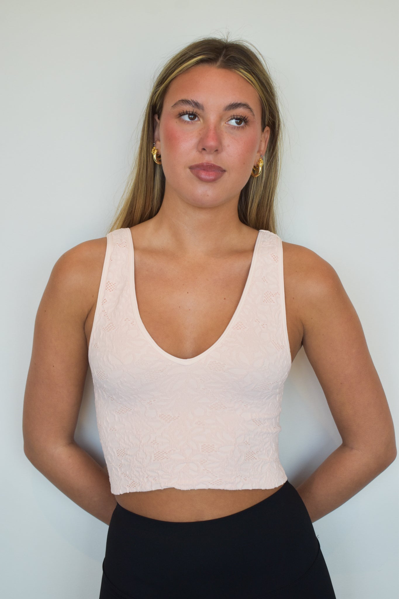 Lace V Neck Brami- Peach-300 - ADS - TOPS-NIKIBIKI-[option4]-[option5]-[option6]-Leather & Lace Boutique Shop