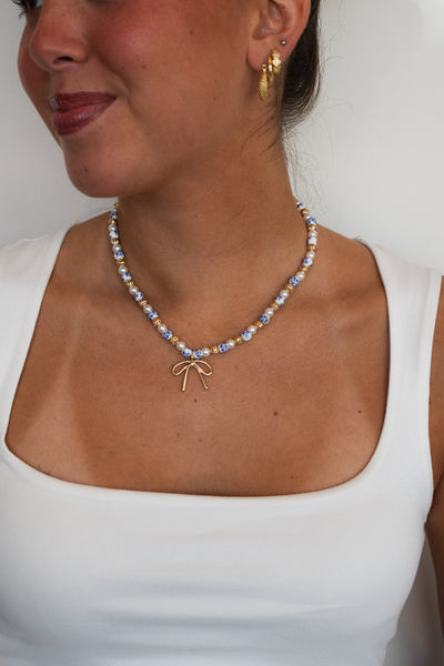 Beaded Bow Necklace-190 - ACCESSORIES - JEWELRY-BLANCHE & CO-[option4]-[option5]-[option6]-Leather & Lace Boutique Shop