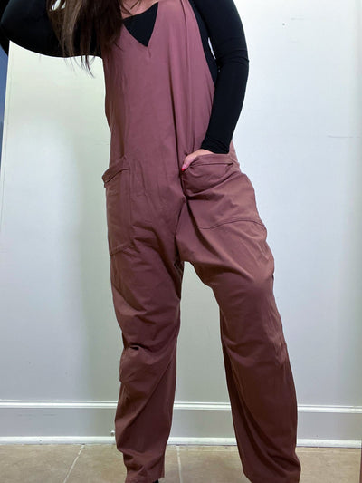 Love Free Pocket Jumpsuit- Mocha-170 - DRESSES / ROMPERS / SETS-VERY J-[option4]-[option5]-[option6]-Leather & Lace Boutique Shop