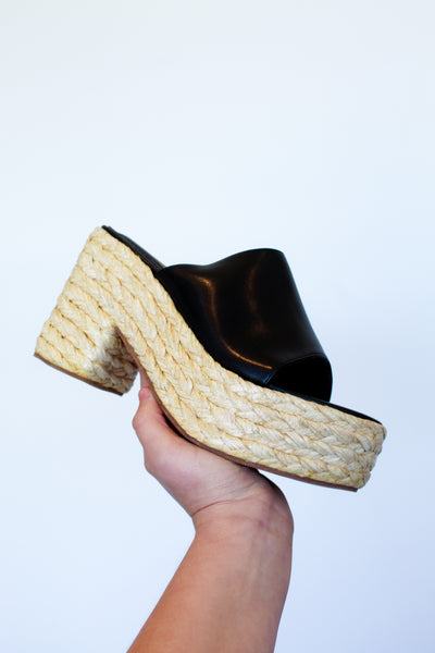 Chloe Braided Wedge Sandal- Black-180 - SHOES-CHASE+CHLOE SHOES-[option4]-[option5]-[option6]-Leather & Lace Boutique Shop