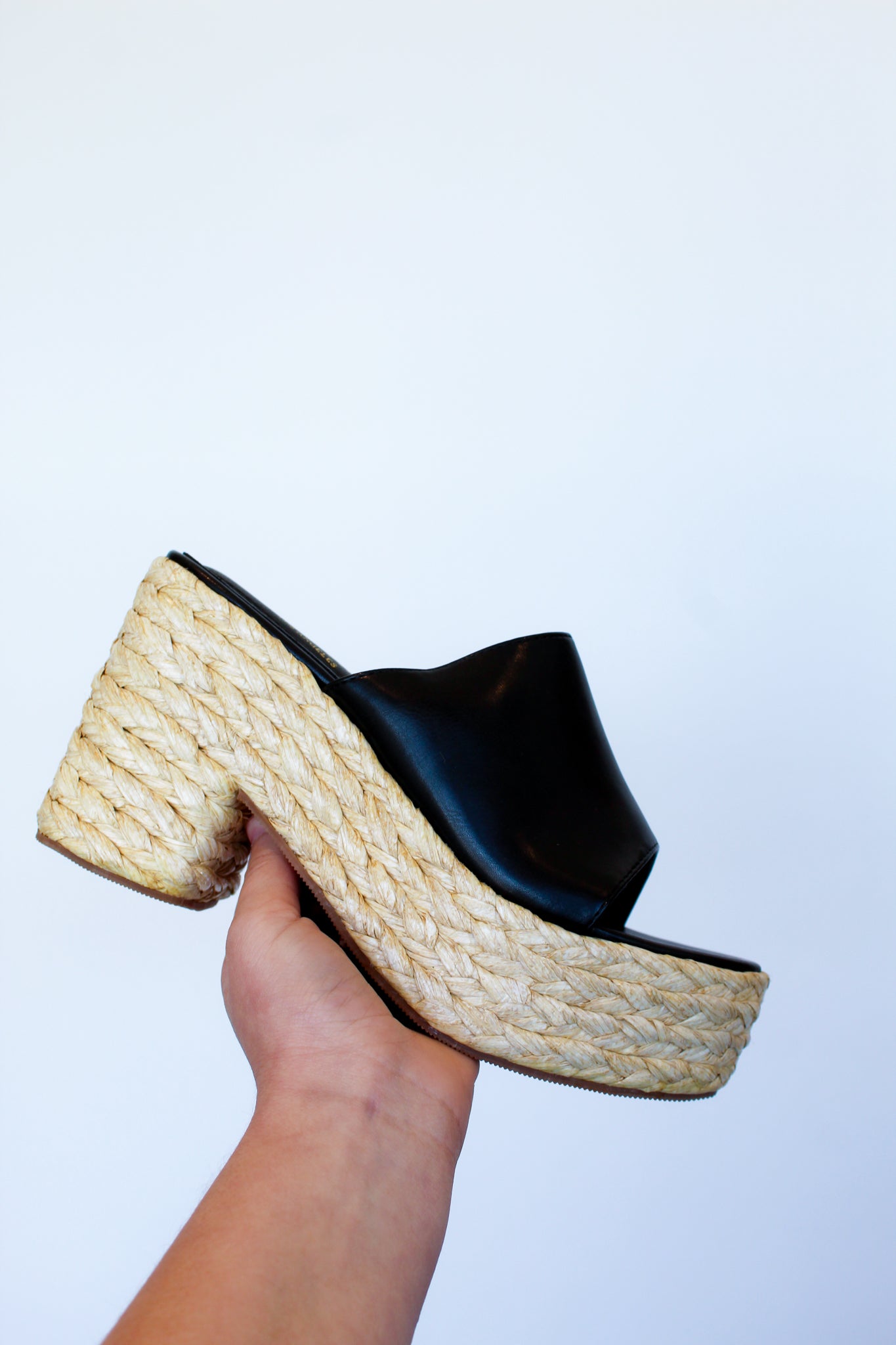 Chloe Braided Wedge Sandal- Black-180 - SHOES-CHASE+CHLOE SHOES-[option4]-[option5]-[option6]-Leather & Lace Boutique Shop