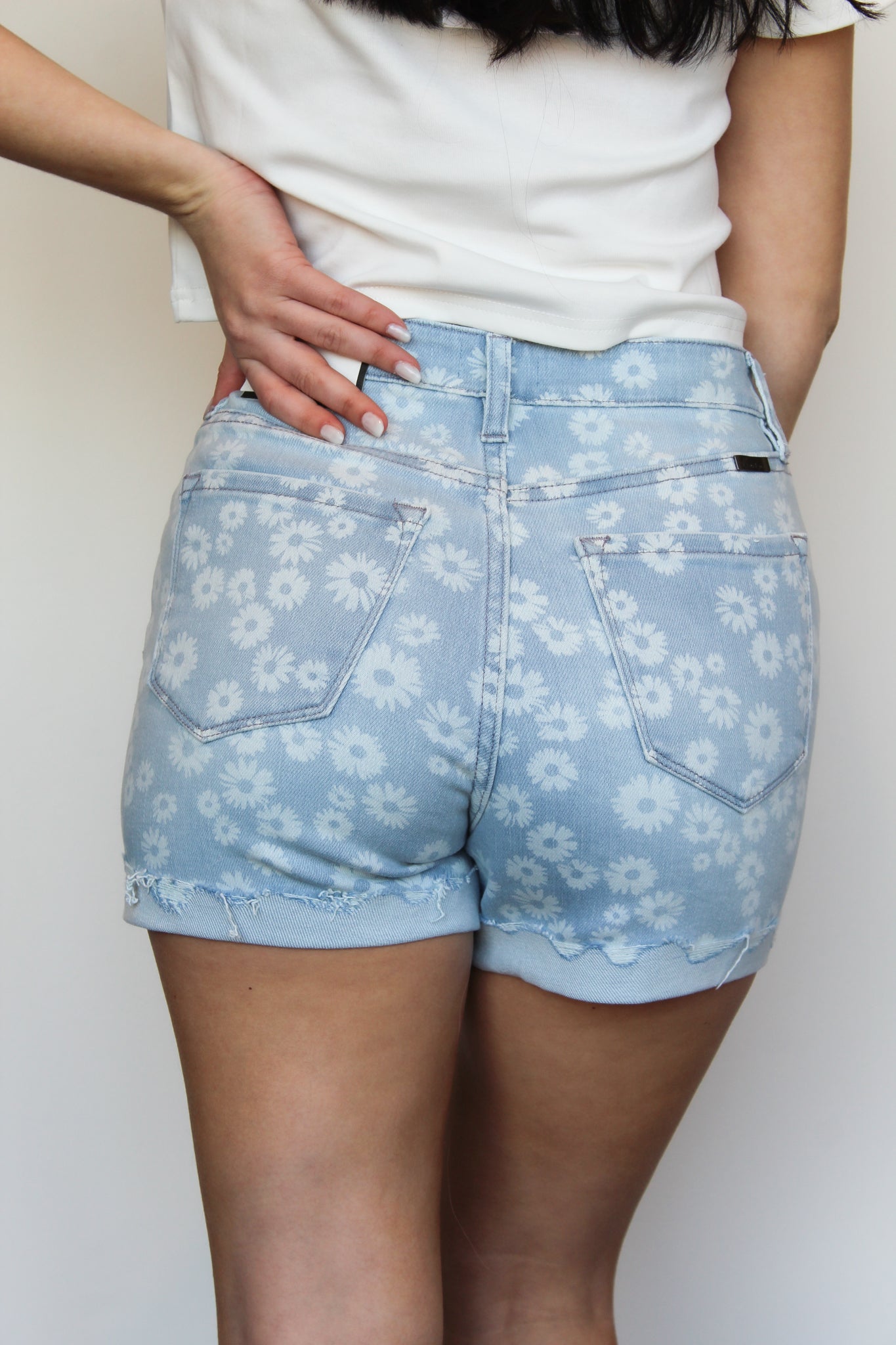 Kancan Daisy Denim Shorts-150 - BOTTOMS - DENIM-KANCAN-[option4]-[option5]-[option6]-Leather & Lace Boutique Shop