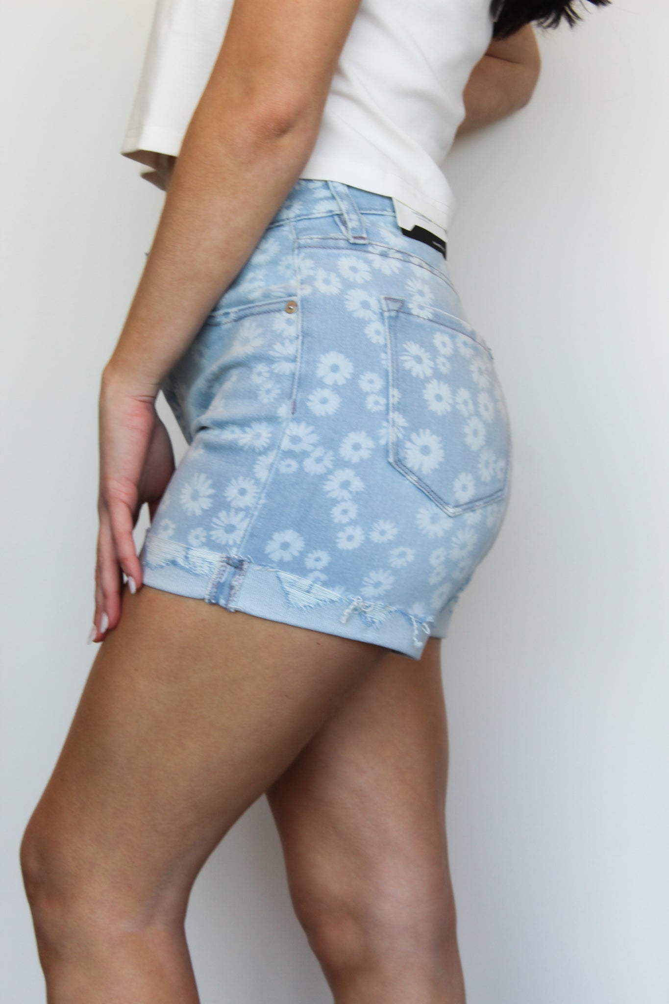 Kancan Daisy Denim Shorts-150 - BOTTOMS - DENIM-KANCAN-[option4]-[option5]-[option6]-Leather & Lace Boutique Shop