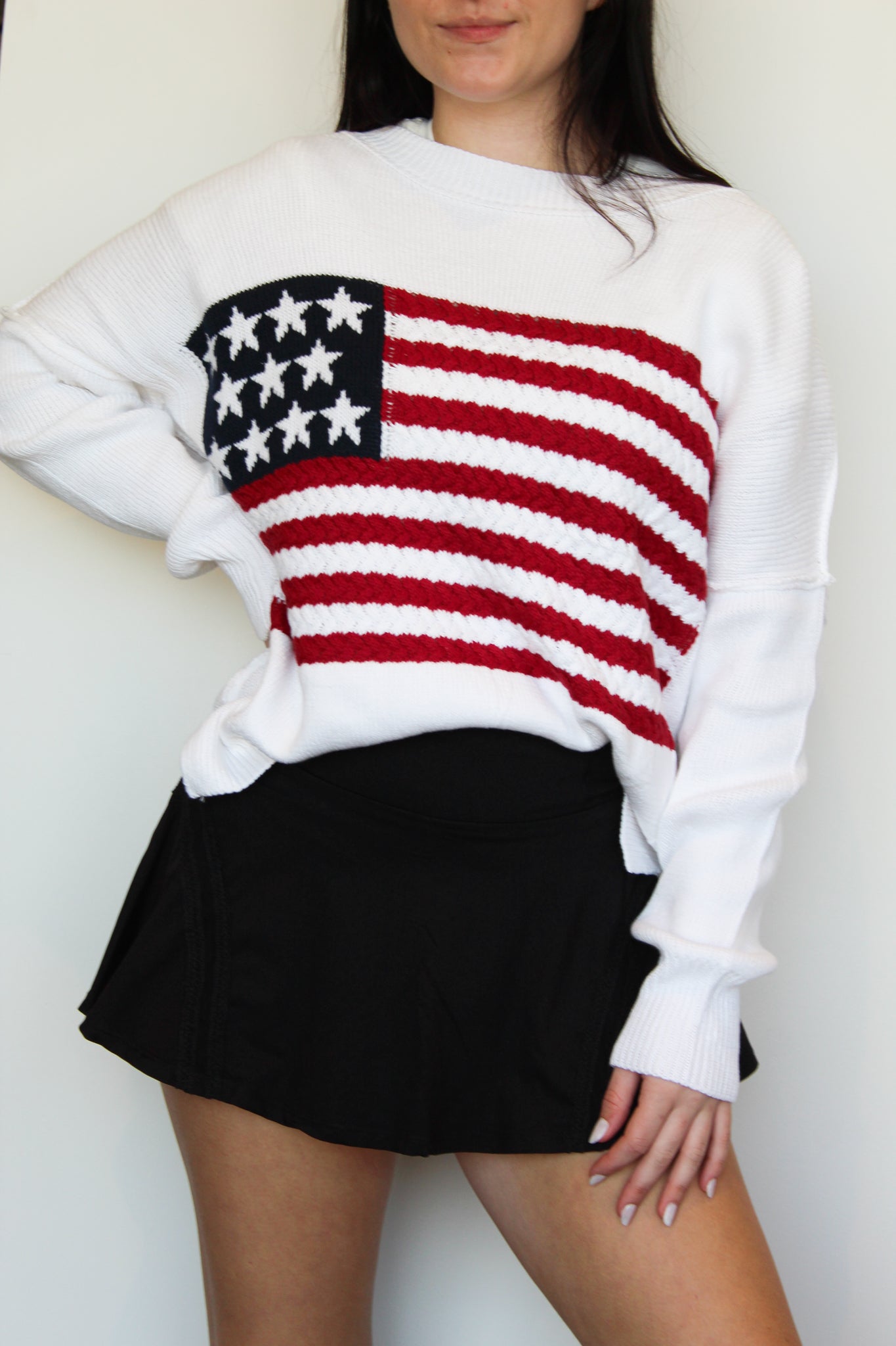 American Flag Knit Sweater-130 - TOPS - SWEATERS/SWEATSHIRTS-MIRACLE-[option4]-[option5]-[option6]-Leather & Lace Boutique Shop