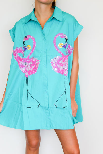 Jada Sequin Flamingo Dress-170 - DRESSES / ROMPERS / SETS-PEACH LOVE-[option4]-[option5]-[option6]-Leather & Lace Boutique Shop