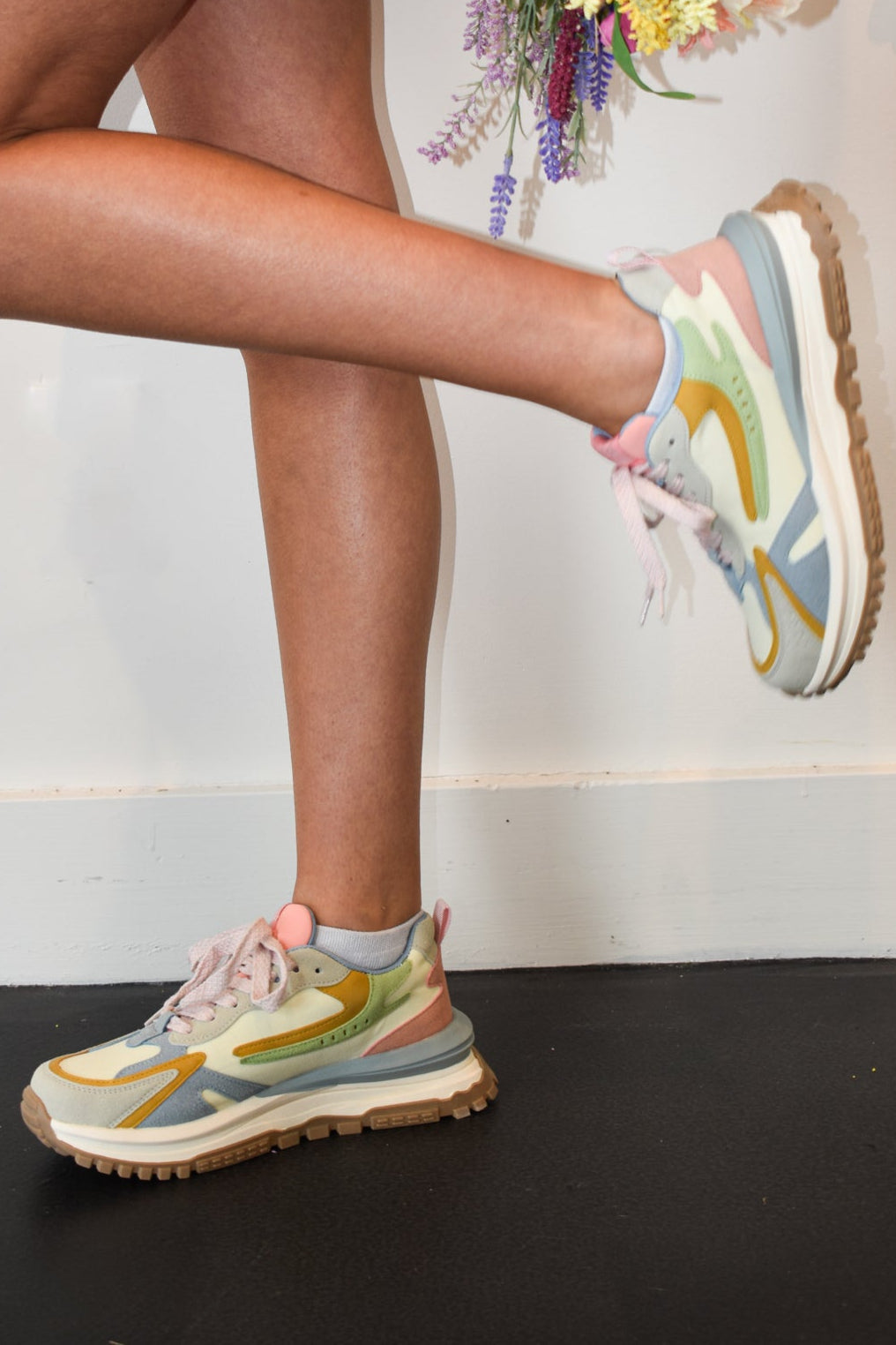 Color Block Chunky Sneakers- Pastel - Main Image