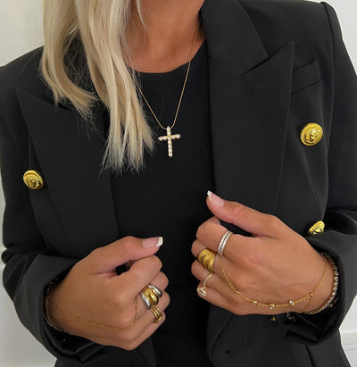 Diamond Cross Necklace-190 - ACCESSORIES - JEWELRY-CHANSUTT PEARLS-[option4]-[option5]-[option6]-Leather & Lace Boutique Shop