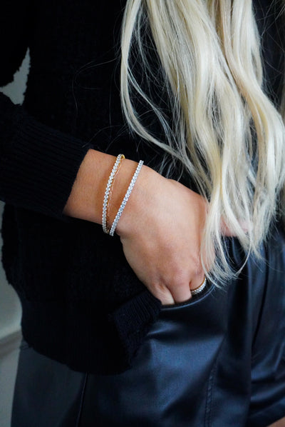 Stretchy Gold Tennis Bracelet-190 - ACCESSORIES - JEWELRY-CHANSUTT PEARLS-[option4]-[option5]-[option6]-Leather & Lace Boutique Shop