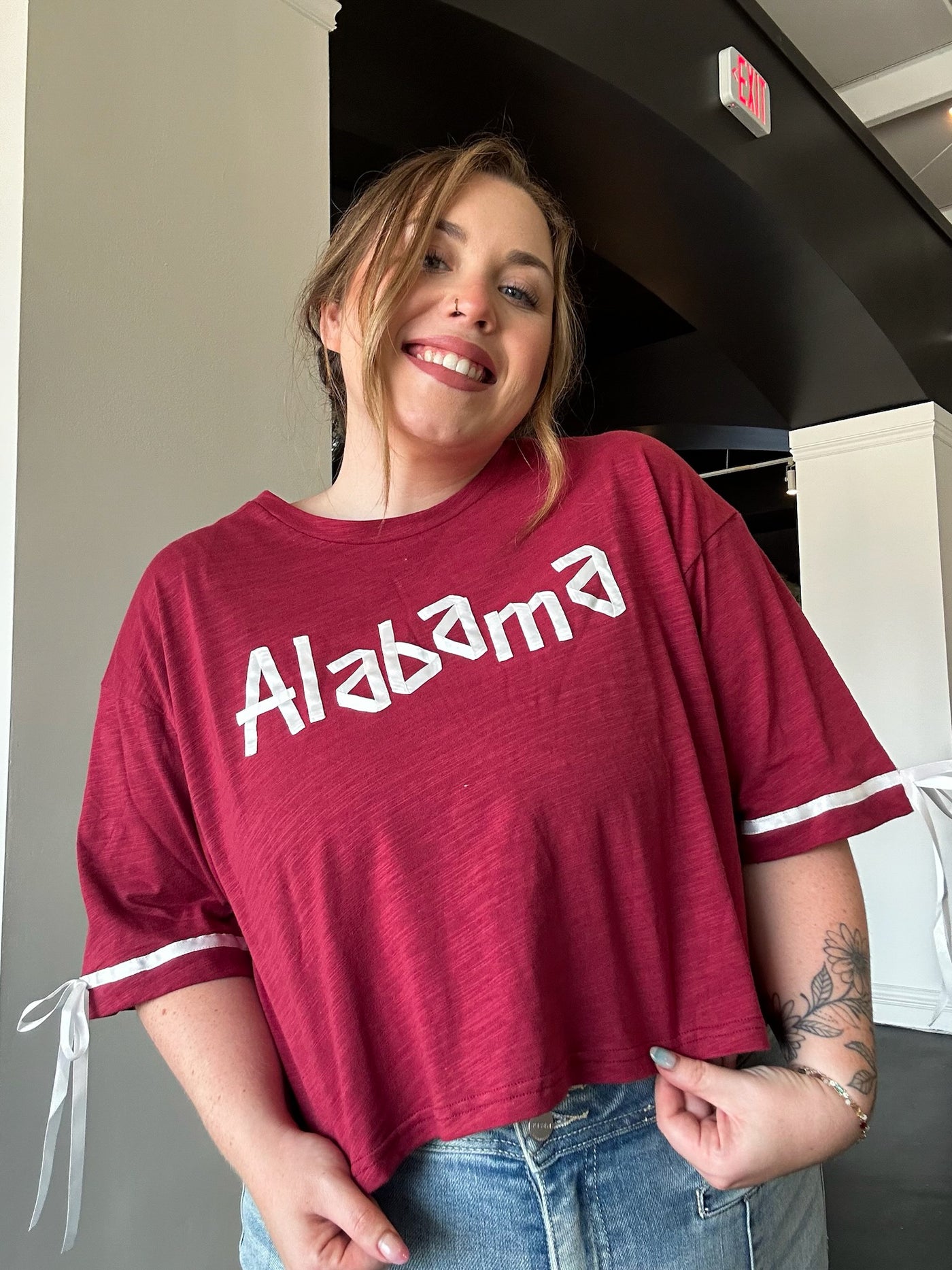 Alabama Ribbon Tee-100 - TOPS - SHORT SLEEVE/SLEEVELESS-PEACH LOVE-[option4]-[option5]-[option6]-Leather & Lace Boutique Shop