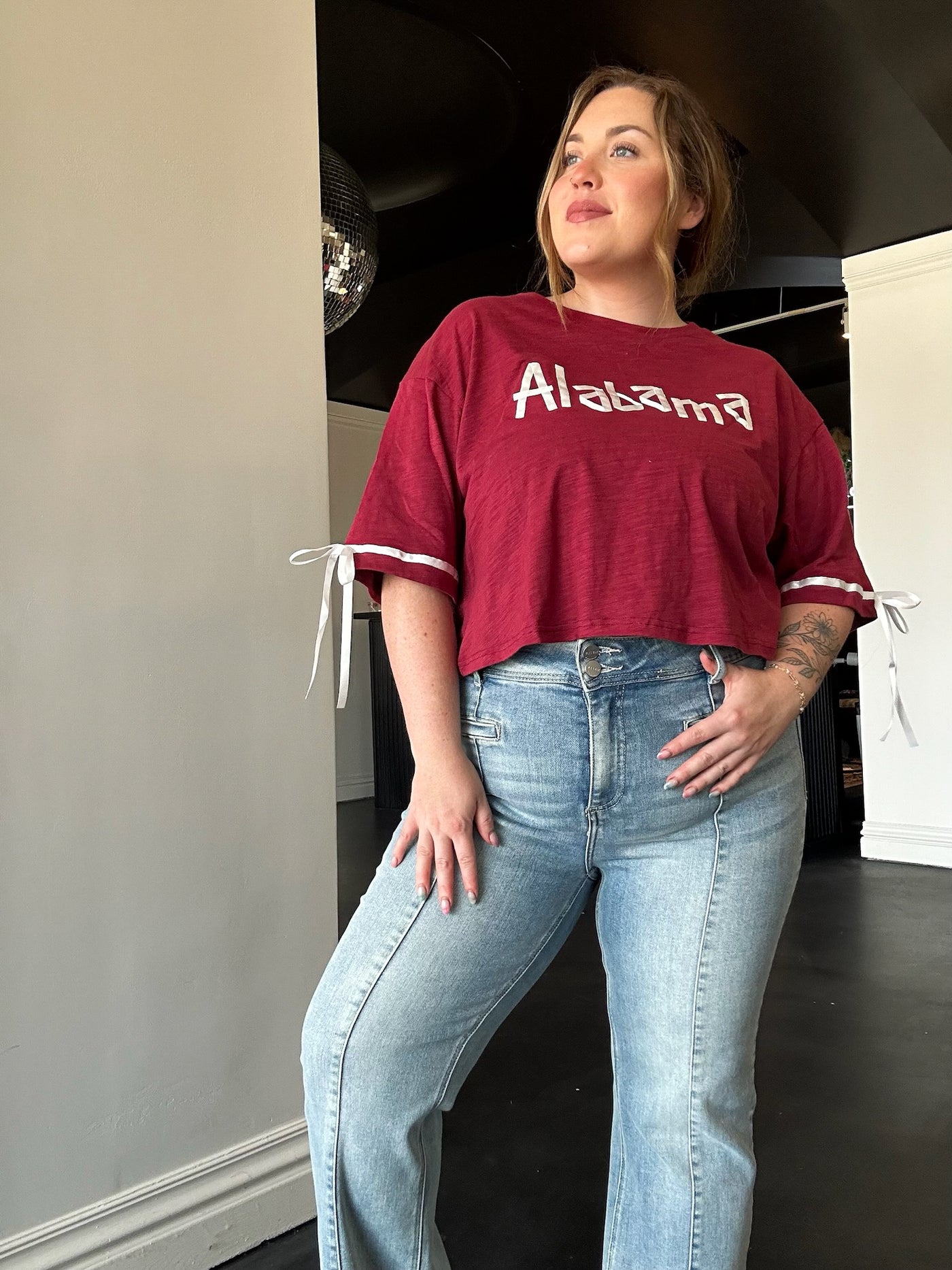 Alabama Ribbon Tee-100 - TOPS - SHORT SLEEVE/SLEEVELESS-PEACH LOVE-[option4]-[option5]-[option6]-Leather & Lace Boutique Shop