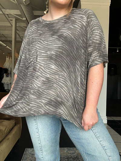 Alexa Animal Print Pocket Tee-100 - TOPS - SHORT SLEEVE/SLEEVELESS-POL-[option4]-[option5]-[option6]-Leather & Lace Boutique Shop