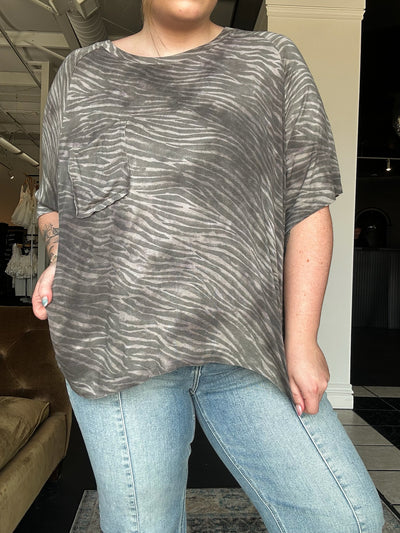 Alexa Animal Print Pocket Tee-100 - TOPS - SHORT SLEEVE/SLEEVELESS-POL-[option4]-[option5]-[option6]-Leather & Lace Boutique Shop