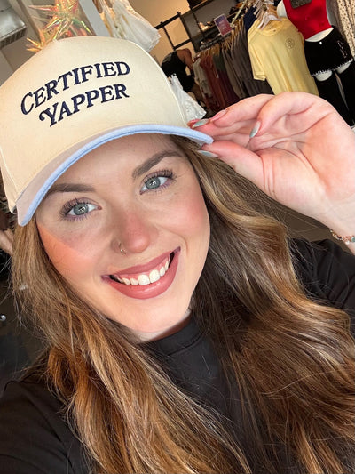Certified Yapper Trucker Hat-190 - ACCESSORIES - HATS/HEADWEAR-DAVID & YOUNG-[option4]-[option5]-[option6]-Leather & Lace Boutique Shop
