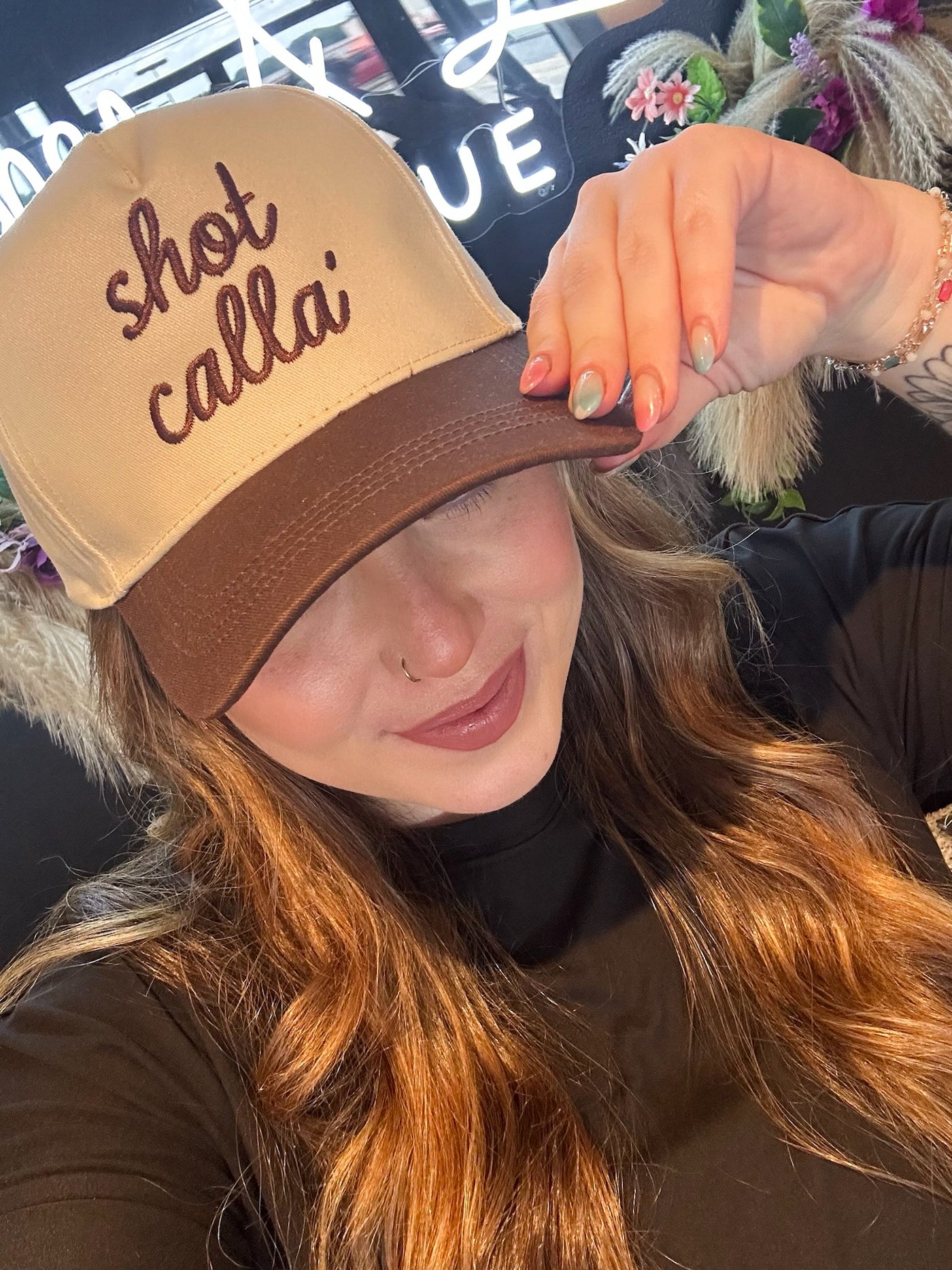 Shot Calla' Trucker Hat-190 - ACCESSORIES - HATS/HEADWEAR-DAVID & YOUNG-[option4]-[option5]-[option6]-Leather & Lace Boutique Shop