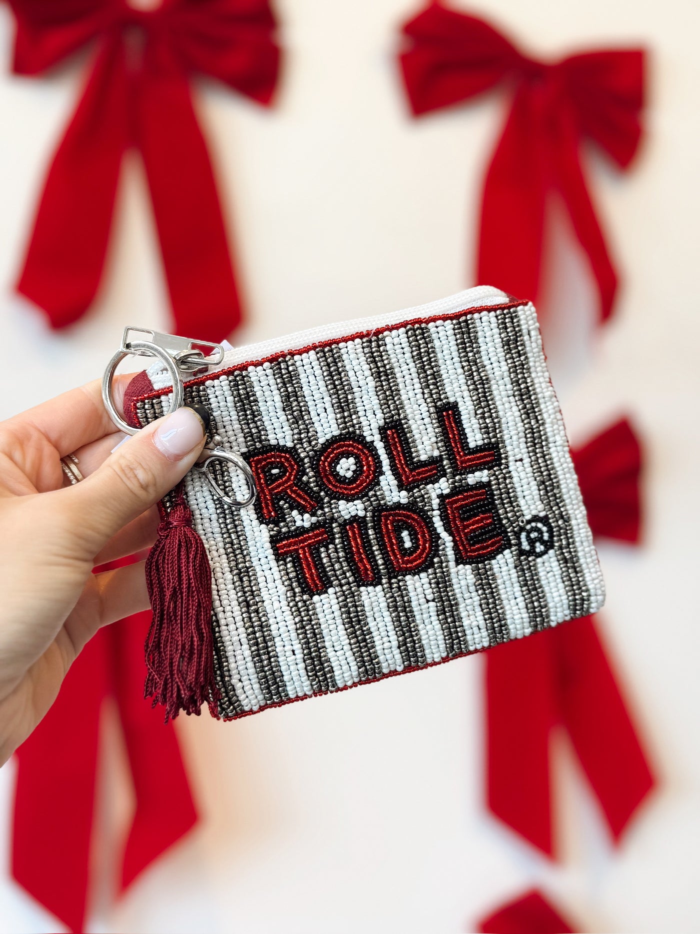 Roll Tide Beaded Coin Pouch