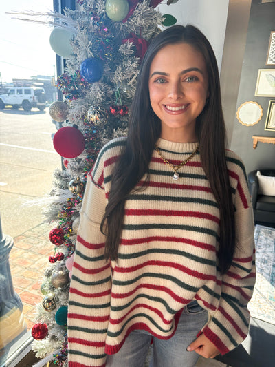 Striped Cut Edge Sweater