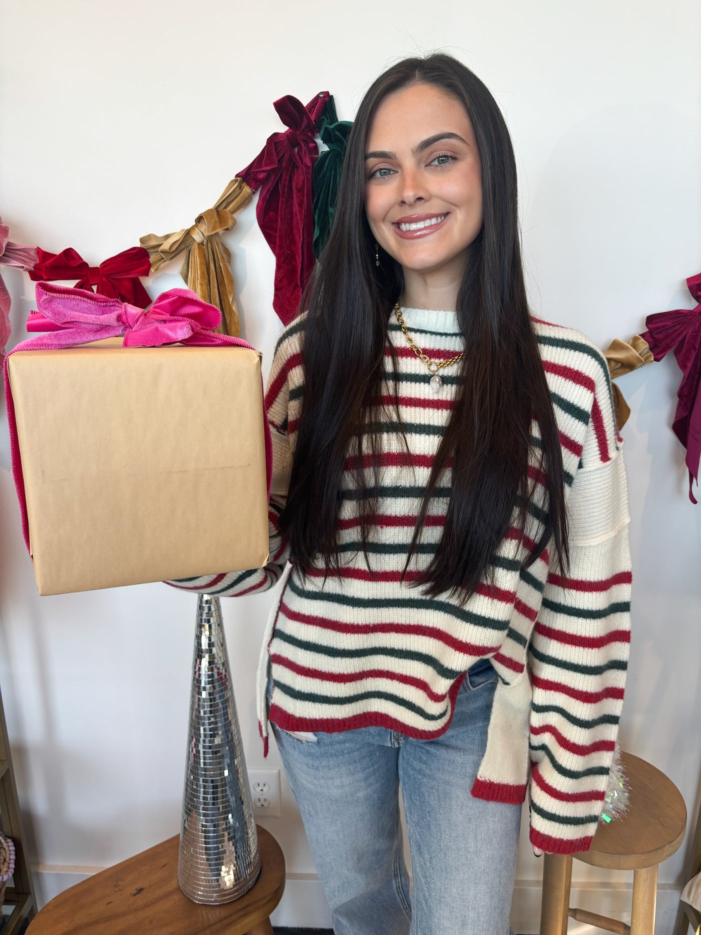 Striped Cut Edge Sweater