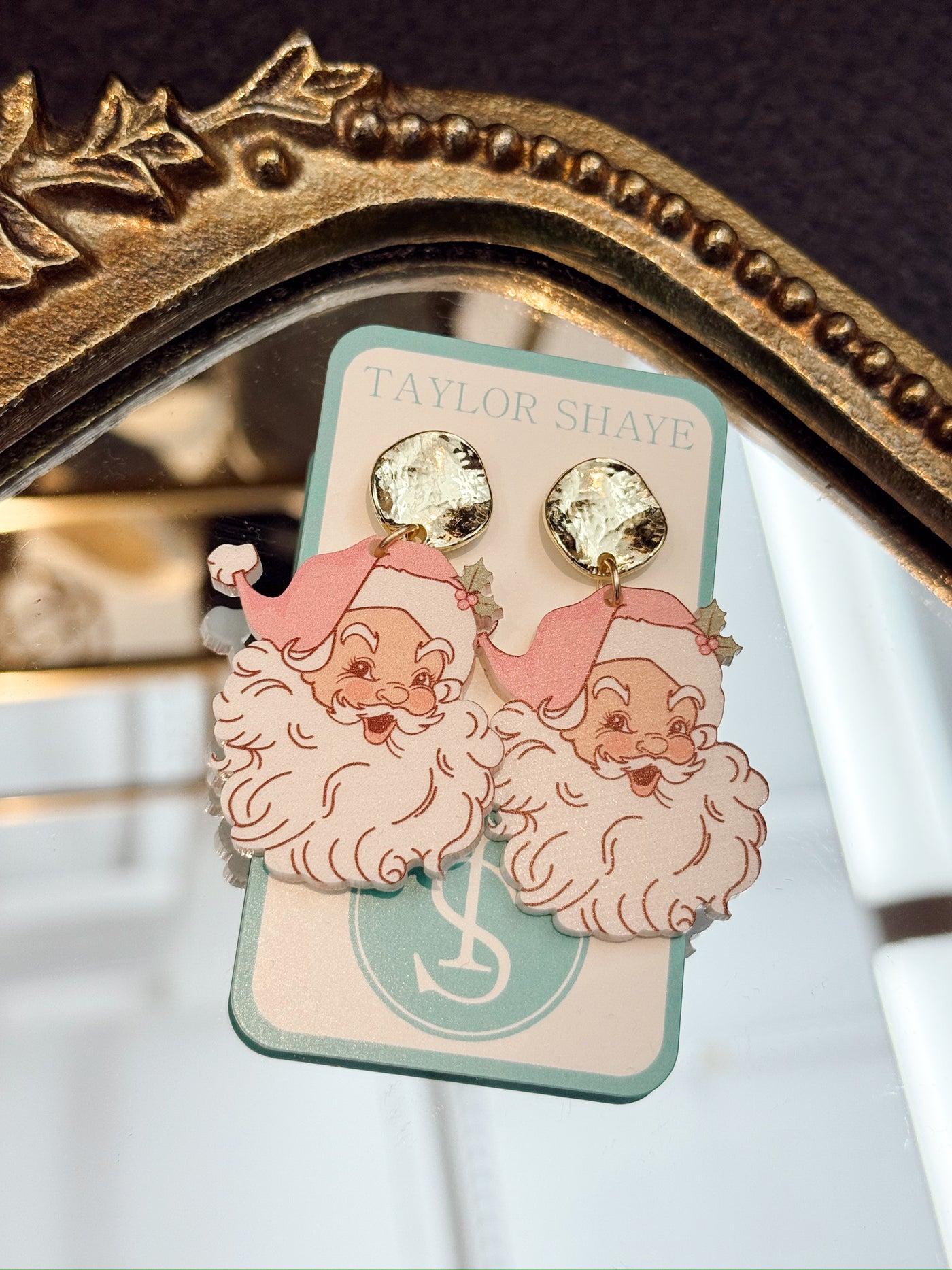 Vintage Santa Drops- Pink