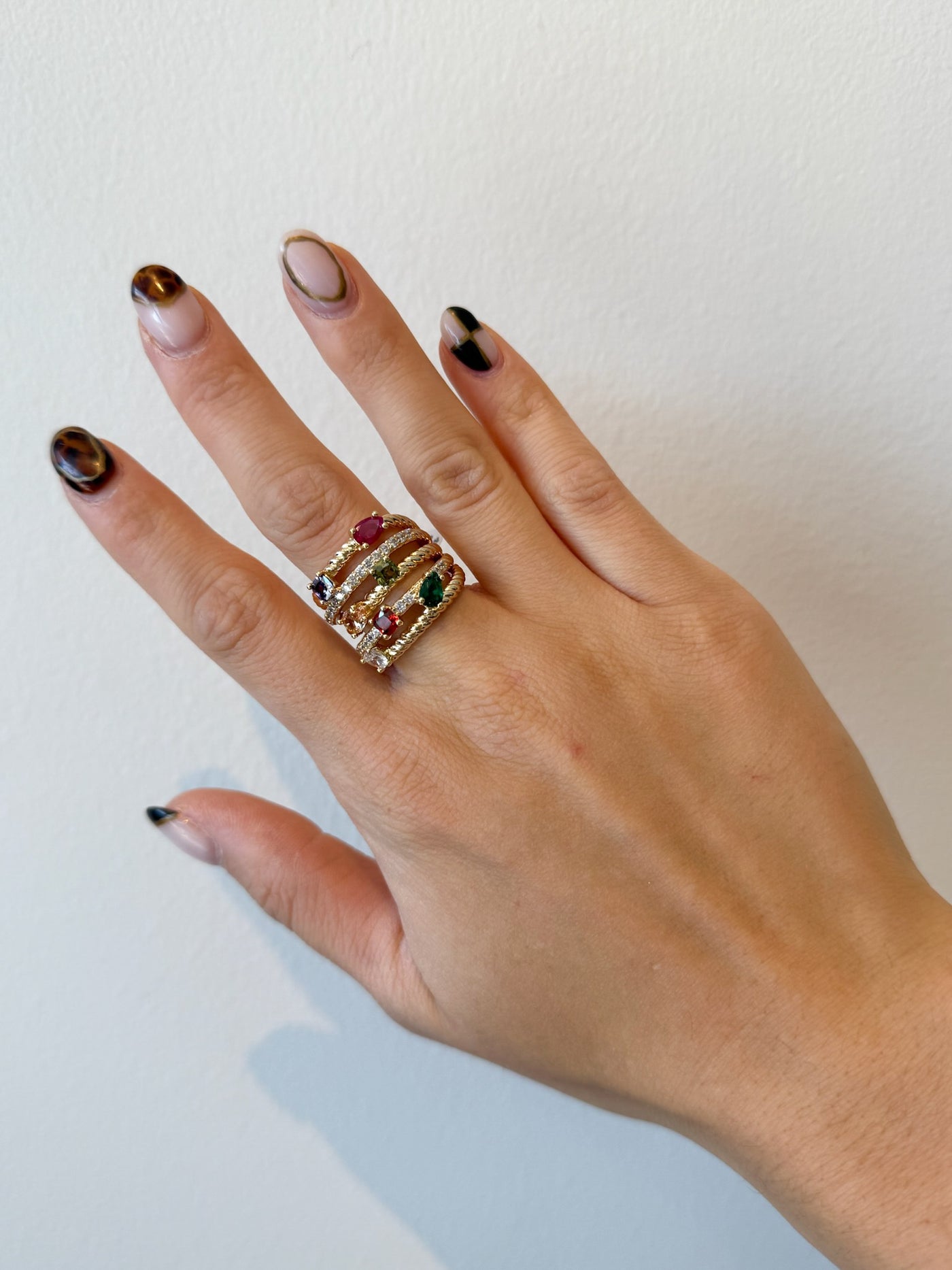 Katie Layered Cable Ring-190 - ACCESSORIES - JEWELRY-MILLENX-[option4]-[option5]-[option6]-Leather & Lace Boutique Shop