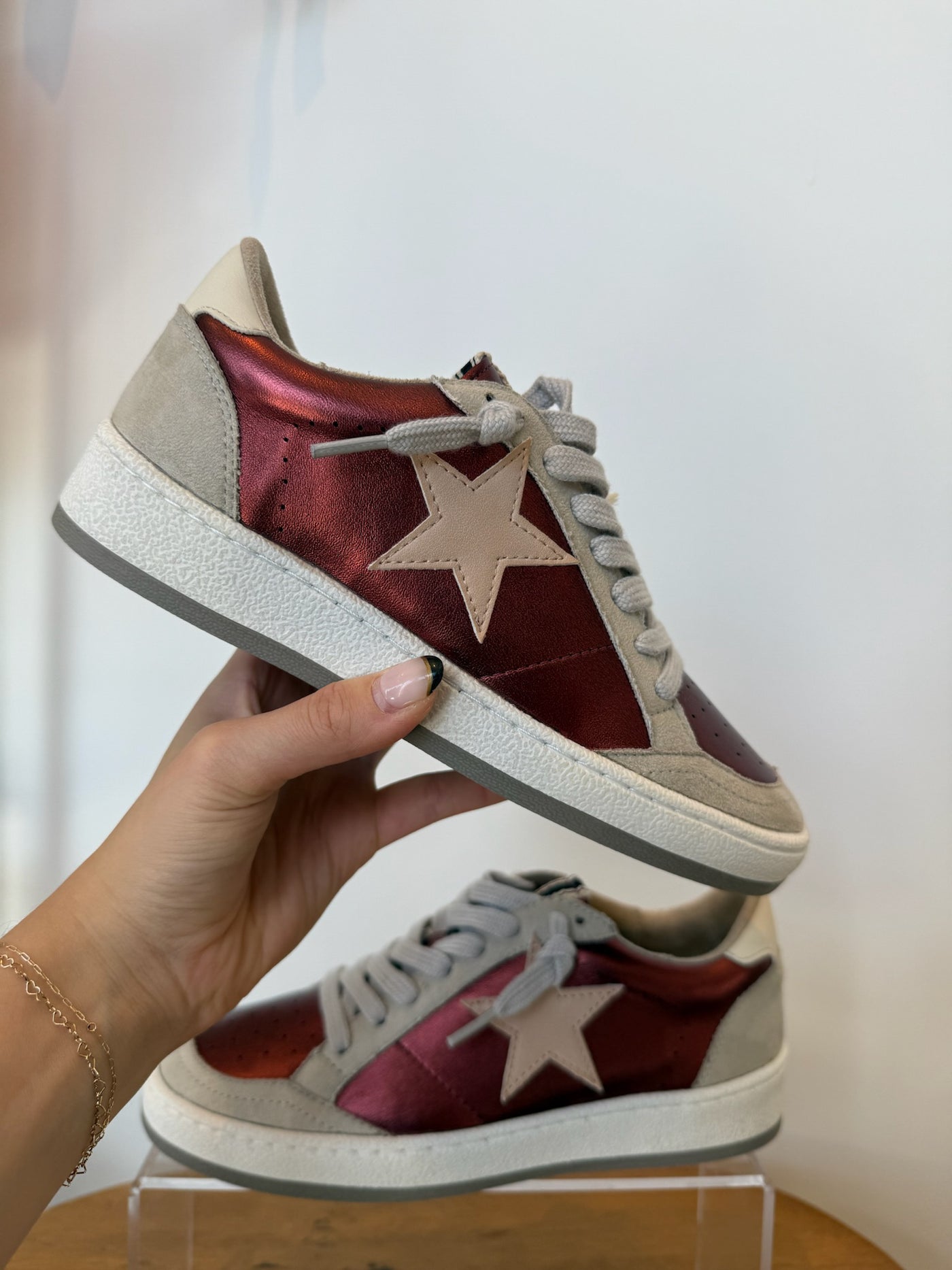 Shu Shop Paz Sneaker- Metallic Dark Red