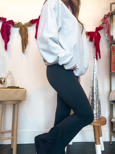 V-Waist Butter Flare Leggings- Black