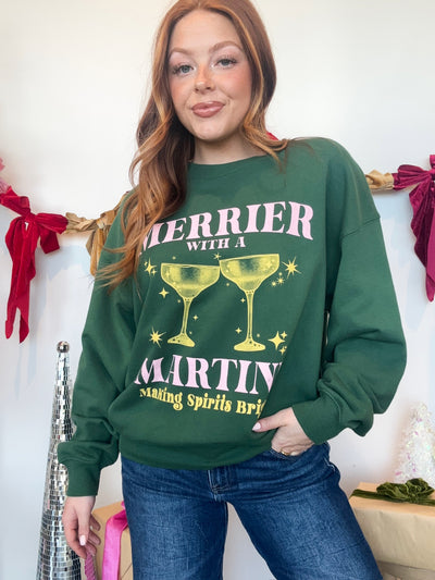 Merrier With A Martini Graphic Sweatshirt