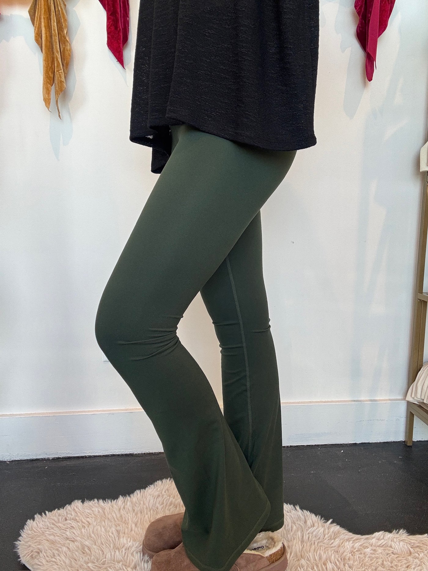 V-Waist Butter Flare Leggings- Deep Forest