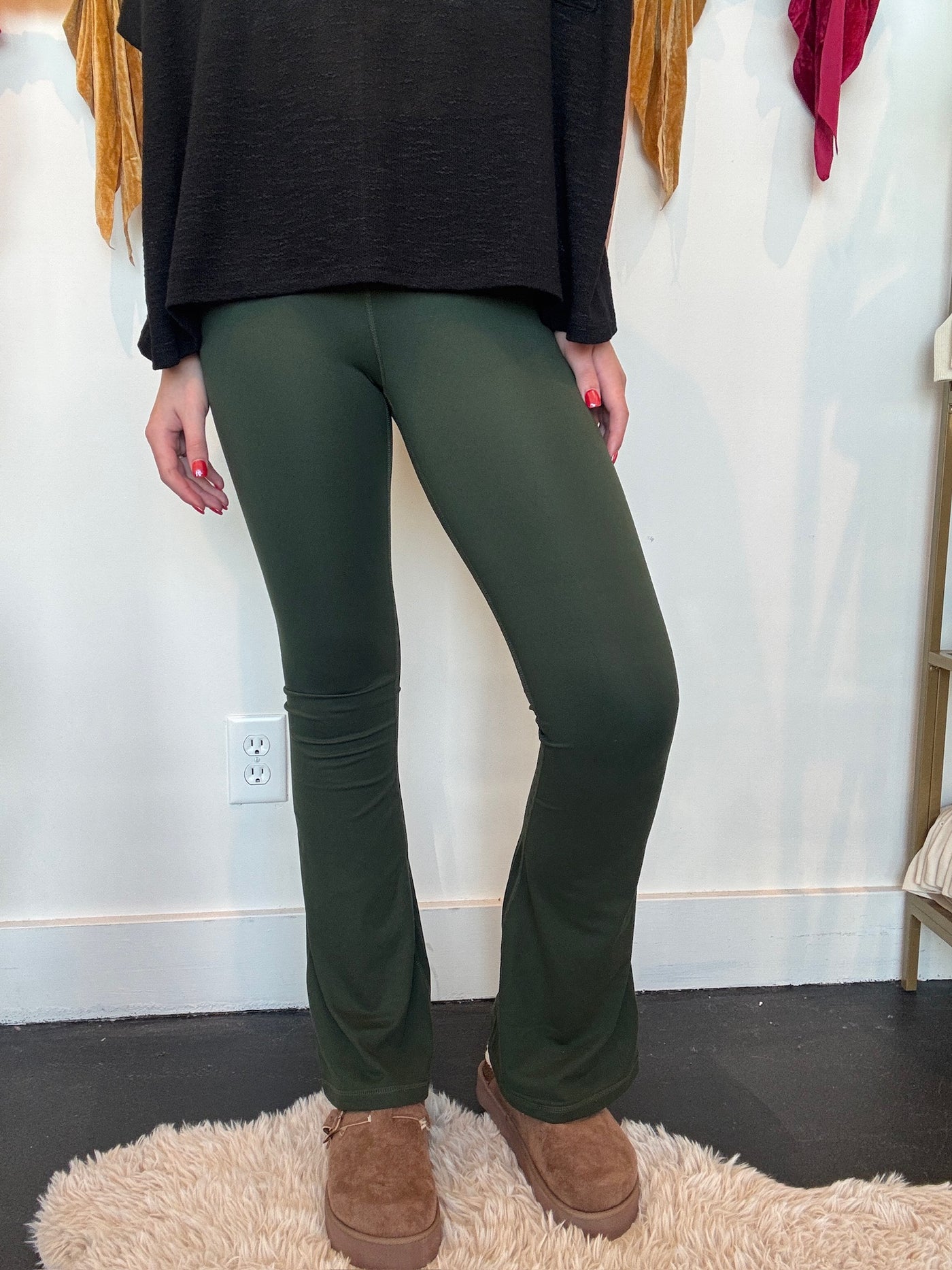 V-Waist Butter Flare Leggings- Deep Forest