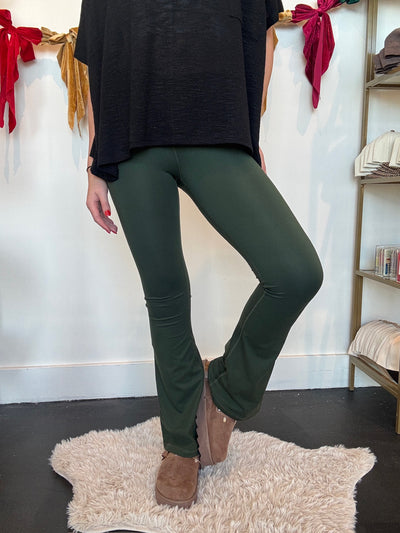 V-Waist Butter Flare Leggings- Deep Forest