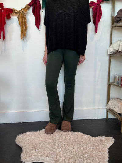 V-Waist Butter Flare Leggings- Deep Forest