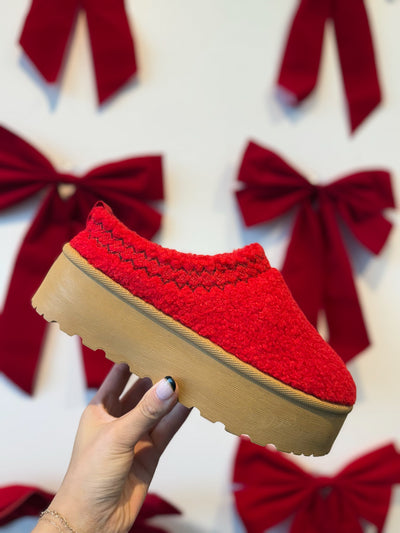 Noel Chunky Platform Slides- Sherpa Red