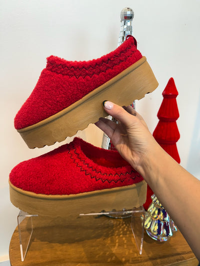 Noel Chunky Platform Slides- Sherpa Red
