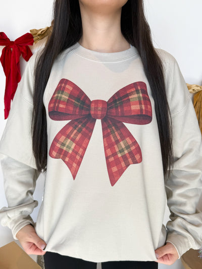 Plaid Bow Graphic Sweatshirt